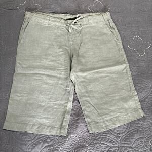 Allen Allen Olive Green Linen Bermuda Shorts - L - NWT